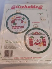 Set of 2 Christmas 3" Hoop Stitchery Kits CHRISTMAS Santa Claus NIP