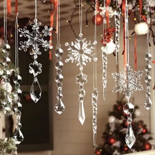 22× Christmas Tree Clear Glass Icicle Ornaments Decoration Xmas Home Decor USA