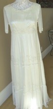 SALE CDC Evening Sz 8 Elegant Ivory Long Gown Dress, Beadwork and Sequins,Bridal
