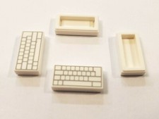 10x - Lego white tile 1x2 groove computer keyboard blank keys pattern 3069bpb856