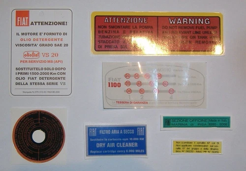 Fiat 1100 103 - 1100 D - R / ENGINE STICKERS KIT / ENGINE STICKERS SET