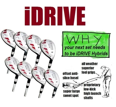 IDRIVE HYBRIDS iDRIVE STIFF FLEX STEEL ALL Hybrid Rescue Irons Complete 3-PW FULL SET