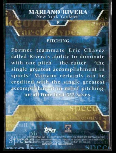 Mariano Rivera 2015 Topps #A-2 Archetypes New York Yankees - Imagen 2 de 2