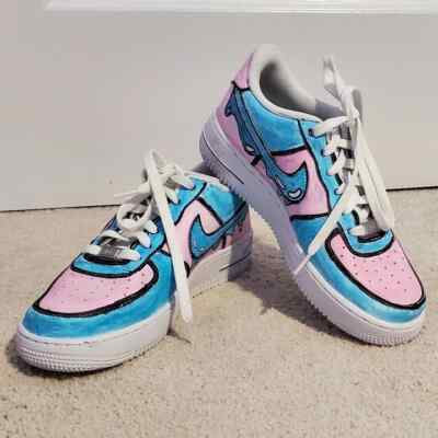 Air Force Custom Shoes Blue Pink Gender Reveal Doodle Outline Mens  Womens