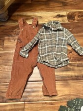 Baby boy carter s brown bibs outfit. Size 18 months