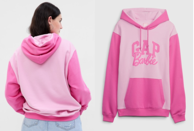 Gap x Barbie Adult Pink Hooded Sweatshirt Size XXL and Barbie doll