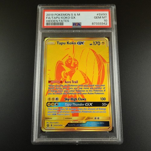 PSA 10 Tapu Koko GX SV93/SV94 Hidden Fates Full Art Holo Pokemon Karte