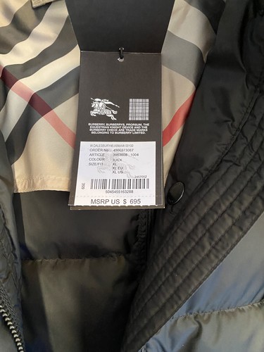 NWT Burberry Women's Dalesbury Nova Check Black Quilted Down Puffer Jacket XS - Picture 16 of 16