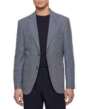 745 BOSS Men's Blue Janson Micro Boucle Regular Fit Sport Coat 40 R ymr0926