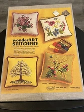 Vtg WonderArt Stitchery “Floral Swirl” No. 05073 14” Pillow Cover Kit (NIB)