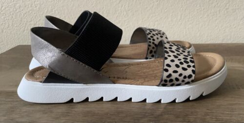 Blowfish Malibu Tia Sandal Black Leopard Print Vegan Womens Sz 8.5