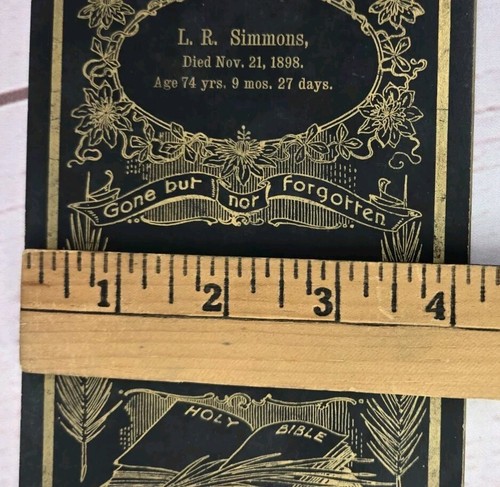 Funeral Remembrance Cabinet Card L R Simmons Died 1898 Age 74 Miami County Ohio - Picture 6 of 6