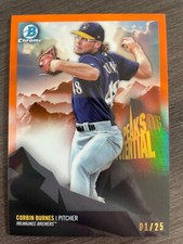 2018 Bowman Chrome Corbin Burnes #PP-CB Peaks of Potential Orange Refractor 1/25