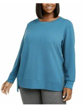 Ideology Sweatshirt Textured Side Zip Athleisure Green Plus Sz 3x NEW NWT