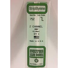 Evergreen Scale Models 752 .080 z U Channel Styrene 4 Pack