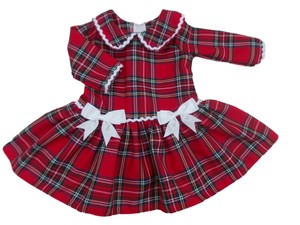 Bnwt Baby Girls Toddler Christmas Party Tartan Dress With White Bows Made In Uk Ebay