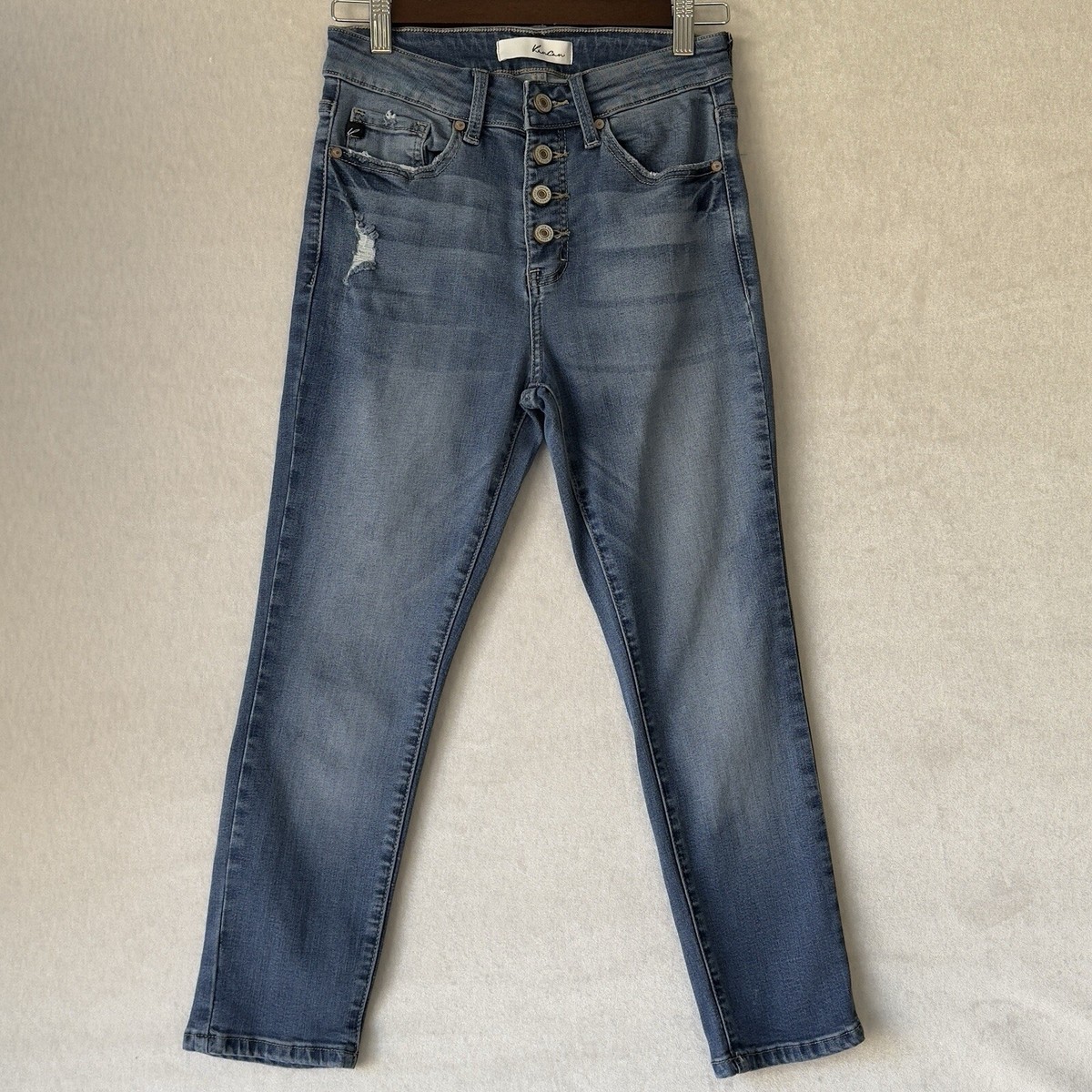 cancan 様 KanCan Jeans CUTE Button-Fly Stretch Unique Retro Distressed Wash
