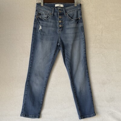cancan 様 KanCan Jeans CUTE Button-Fly Stretch Unique Retro Distressed Wash