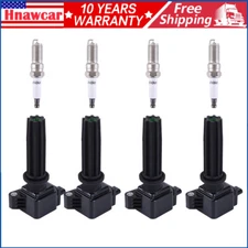 Ignition Coil Pack Spark Plug Set For Ford Fusion Focus Taurus 2.0L 13-17 UF670