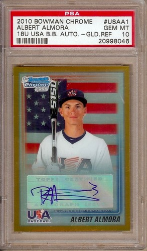 2010 BOWMAN CHROME 1ST GOLD REFRACTOR ALBERT ALMORA AUTO 42/50 PSA 10!!