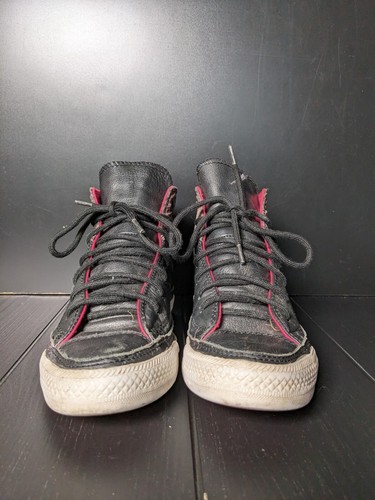 Converse All Stars Chuck Taylor Leder High Top Schnürschuhe Sneaker UK3 Schwarz - Bild 2 von 13