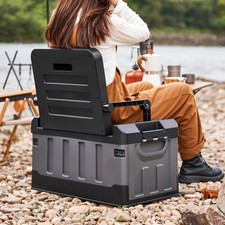 Folding Camping Chair Tackle Storage Box Garden Lawn Patio Foldable Seat Outdoor