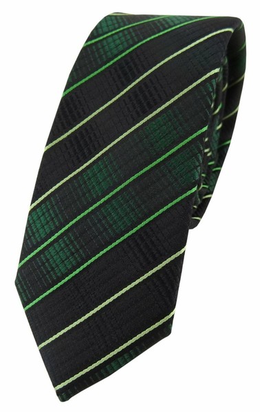 Schmale Tigertie Designer Seidenkrawatte In GrüN MoosgrüN Schwarz Gestreift-image