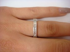 ENGRAVED PLATINUM ETERNITY BAND WITH BAGUETTE  PRINCESS CUT DIAMONDS 1.70CT TW