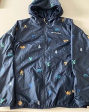 COLUMBIA Reversible Lightweight Hooded Zip Up Jacket Pockets Blue Boy Size M