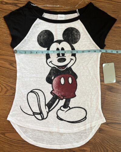 NWT New Women’s Disney Mickey Mouse T-shirt size Small S Junior’s 3/5 Free Ship - Picture 4 of 6