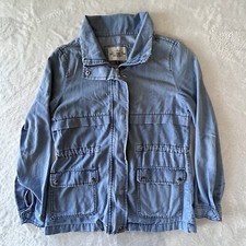 Ashley Vintage Charm Womens Jacket Small Blue Denim Zip Snap Button Pockets