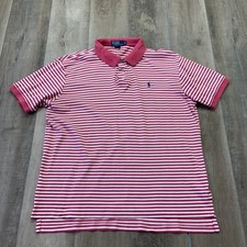 Polo Ralph Lauren Polo Shirt Men's XL Red Striped Short Sleeve Rugby Small Pony