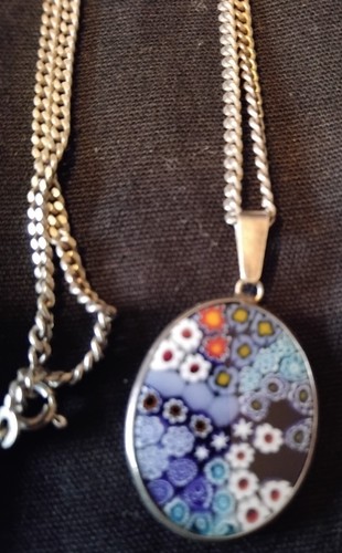 MURANO MILLEFIORI KETTE UND ANHÄNGER AUS 925 SILBER - PUNZE GEWICHT / 10gr Konvolut - Bild 3 von 12