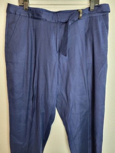 Tommy Bahama Womens Linen Blend Dress Pants Blue Loose Fit 12 Adjustable Waist - Picture 2 of 15
