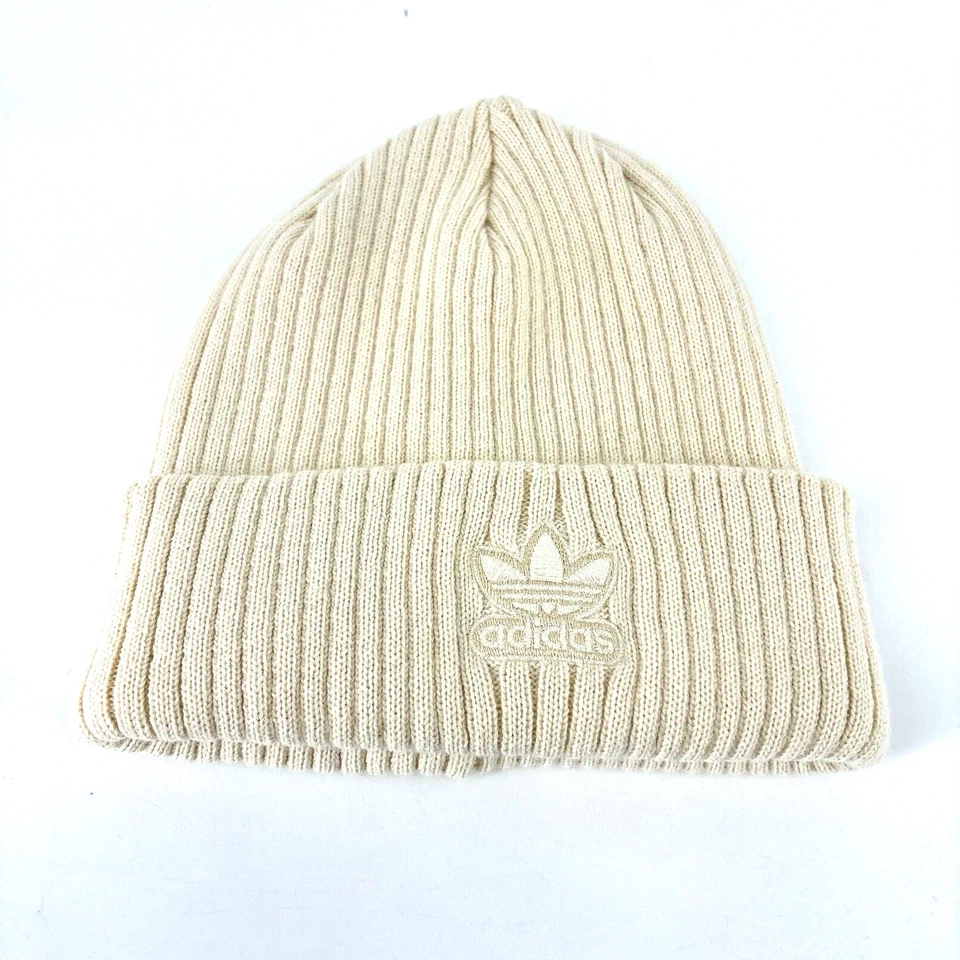 Gorro Adidas para mujer OS logotipo del trébol crema/blanco ¡LIMPIO! BONITO Foto 2 de 4