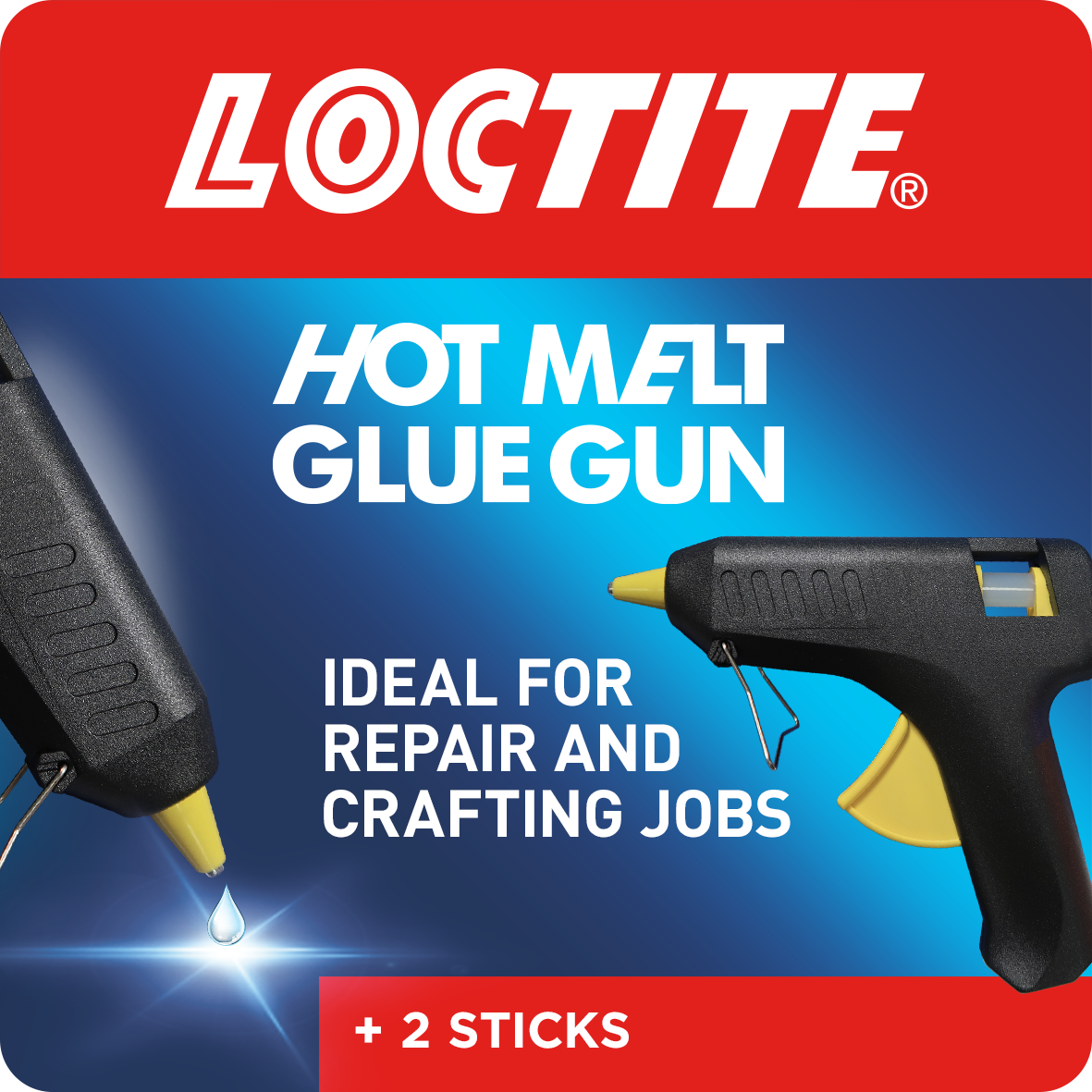 Loctite Hot Melt Black Glue Gun for Crafts & Repairs with 6 Glue Sticks