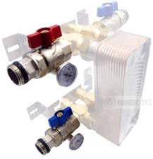 Kugelhahn 1" mit Thermometer - für Wärmetauscher / Heizungsverteiler - 2 Stücke