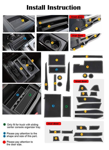 Anti-dust Non-slip Gate Slot Pad Cup Holder Inserts Mat for F-150 F150 2015 2016 - Picture 26 of 31