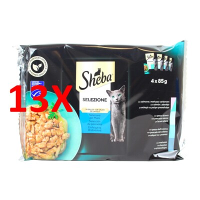 13 X Sheba Sea Selection In Fischsauce 4 Beutel À 85 Gramm (kohlefisch - Weiss