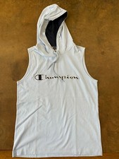 CHAMPION+FELPA+TANK+TG.S+AZZURRO+ORIGINALE 100%+CAPPUCCIO+REUSE+COME NUOVO