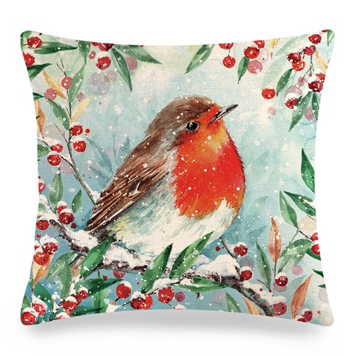 Cardinal Snow Branch Pillow Cover Winter Robin Bird Christmas Holly Cushion Case - Picture 67 of 88