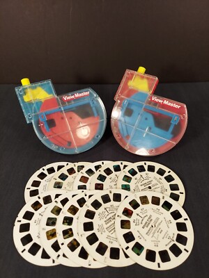 2 Tyco View Master 3D Viewers & Reels Clear Red Blue