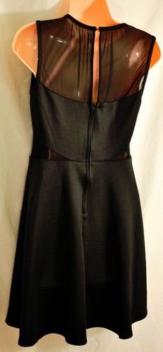 women's BISOU BISOU black party dress size 6 sheer cutouts top full skirt new! - Picture 2 of 7