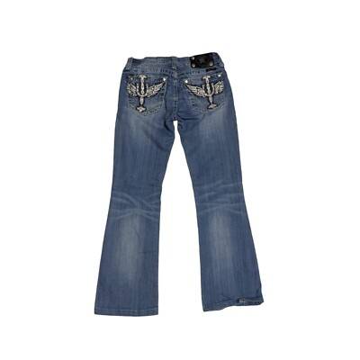 Miss Me Jeans Womens Size 27 Blue Denim Rhinestone Bootcut JW5804B