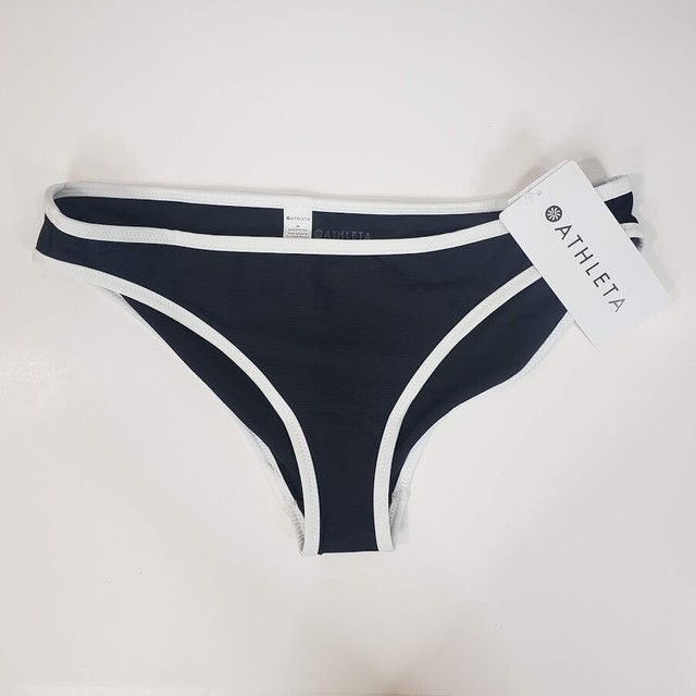 black and white striped swimsuit bottoms