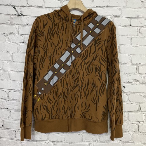 Star Wars Adult Chewbacca Full Zip Hooded Jacket Hoodie Size M Fleece Lined AOP