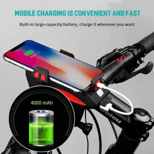 40000LM USB Rechargeable LED Cycle Bike Headlight Phone Holder With Power Bank - Bild 3 von 12