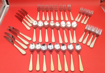 Vintage 40 pcs Washington Forge WF WAF11 WHITE Stainless Flatware Set 