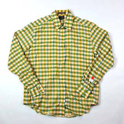 Vintage 80s John Henry Boys Large Plaid Button Up Dress Shirt Long Sleeve Collar