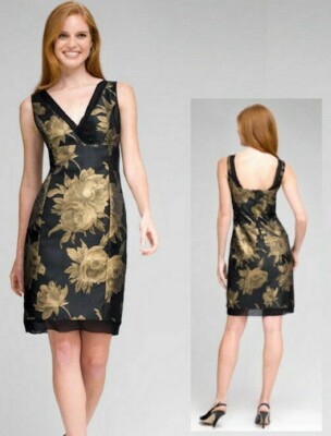 slim fit dress slacks 1960s Mollie Parnis Gold and Yellow Leaf Print Cocktail Dress main image 1